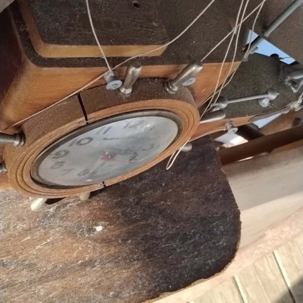 Vintage Nautical Wall Clock with Brown Accents